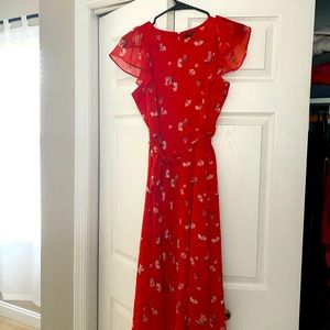 Banana Republic Flutter Sleeve Print Midi Dress